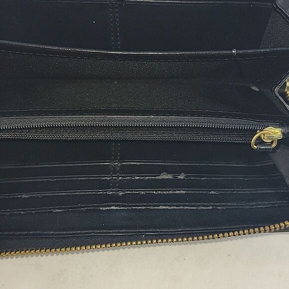 Coach Ashley Leather Wallet Accordion 3 Side Zip Black Wristlet - Picture 9 of 11